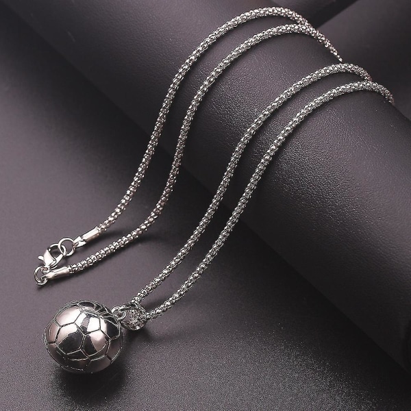 Sølv mænds vintage antikvitet og fodbold 22in vedhæng halskæde charme kæde med sikker hummer lås lås