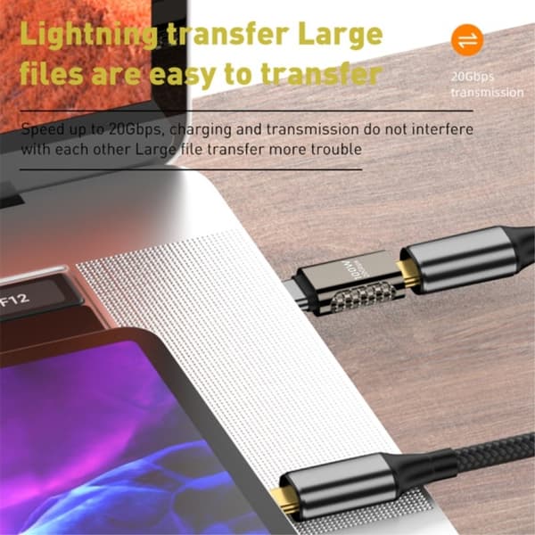 100W USB-C Hann - USB-C Hunn Adapter Albue USB 4.0 Sølv size 30
