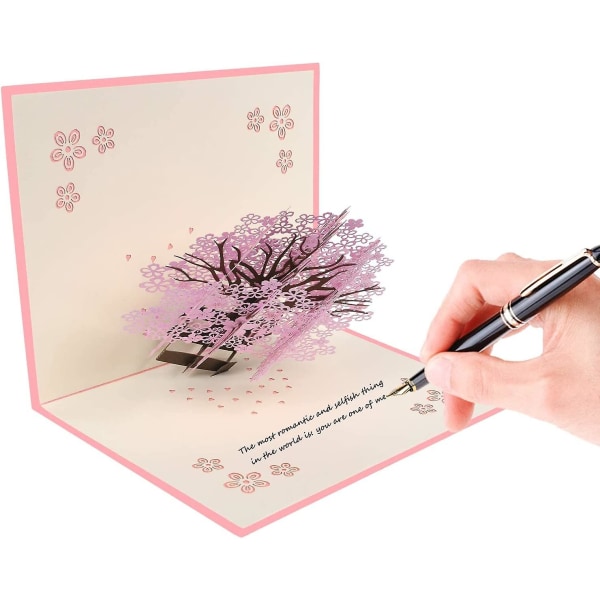 3d-kort, 3d-pop-up-hälsningskort, alla hjärtans dagskort, bröllopsdagskort, 3d-bröllopskort med kuvert Romantiskt par Sakura-kort för jubileum