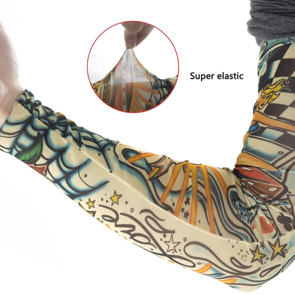 Tatuointihihat, 6 kpl:n pakkaus Tatuointivarsi sukat käsivarsi Tatuointisukkahousut käsivarsisukat Tatuointisukkat käsivarsi miesten karnevaaliin