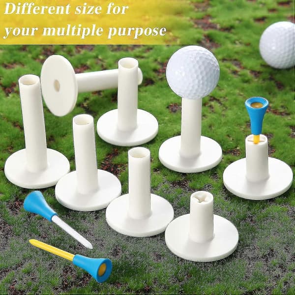 12 stk. Golf Range Tees Sæt Gummi Golf Tees Til Range Måtter Golf Gummi Tees Driving Range Med 6 stk. Golf Tees Til Øve Måtte Blandet Størrelse White