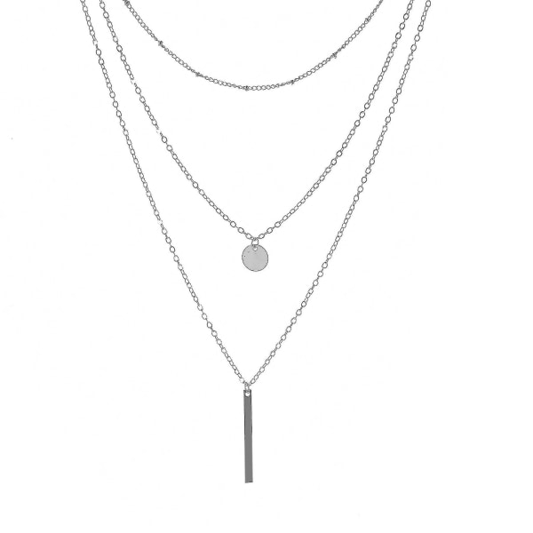 Flerlags halskæde 3-tiers vedhæng Langkæde Dametilbehør (sølv)