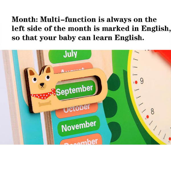 Träkalender Utbildningsväder Säsong Leksaker Klocka Early Learning Toy