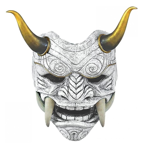 Samurai Oni Maske Latex Hodeplagg Maske Halloween Cosplay Fancy Dress Festmaske Grey