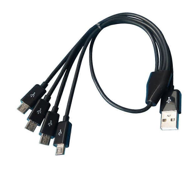 Micro USB Splitterkabel, Micro USB Multi Laddningskabel, [4 i 1] Multi Micro USB Laddarkabel, USB 2.0 Typ A Hane till Fyra Micro USB Hane Adapter