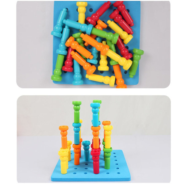 Peg Board Sæt Legetøj 6 huller 5 farver Pædagogisk sjovt Plastmateriale Afrundede hjørner Stabling Peg Board Legetøj til småbørn