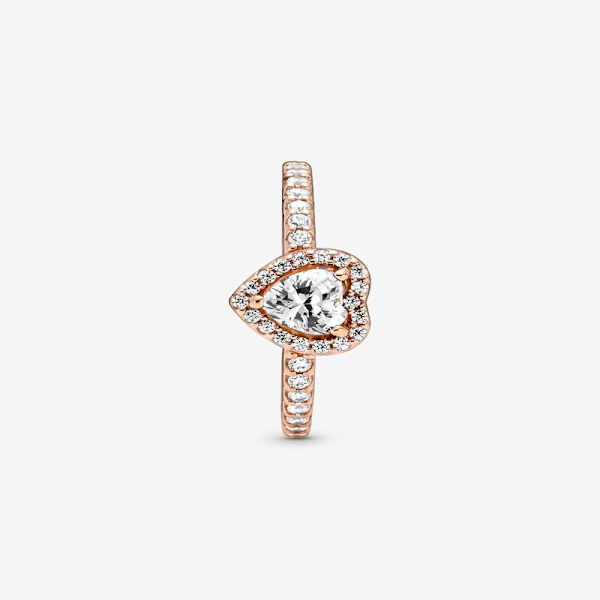 Pandora - Sparkling Elevated Heart Ring - 14k rosaguldplettering Circumference: 54mm