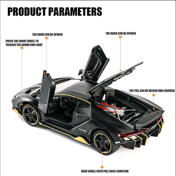 1:32 Lamborghini Centenario Lp770-4 Diecast Ääni- ja valoleluauto, syntymäpäivä- ja uudenvuodenlahja