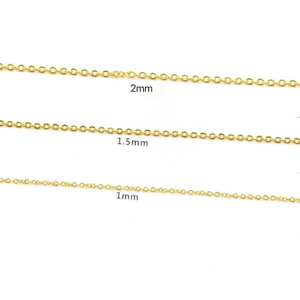 Guld halskæde i rustfrit stål med 18k guldbelægning 1mm tjock, 50 cm lång