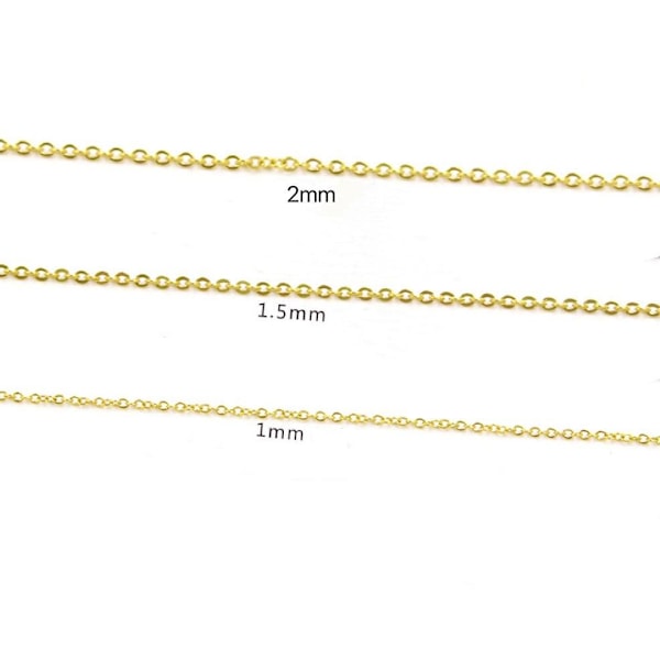 Guldhalsband i rostfritt stål med 18k guldplätering 2mm tjock, 40 cm lång