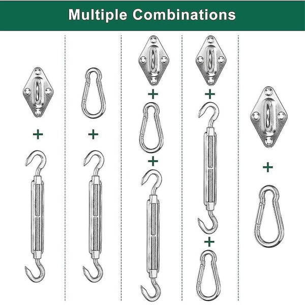 Markise Hardware Kit 8mm Skygge Sejl Installations Hardware Kit Anti-rust Rustfrit
