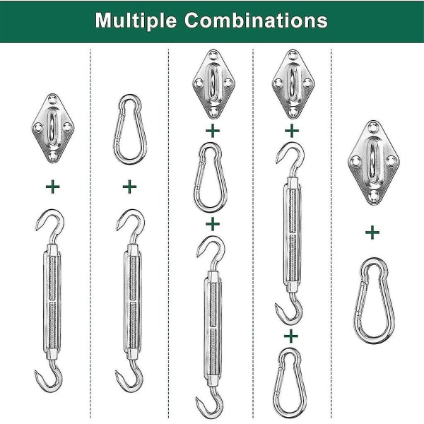 Markiseutstyrsett 8mm Solseil Installasjonsutstyrsett Anti-rust Rustfritt