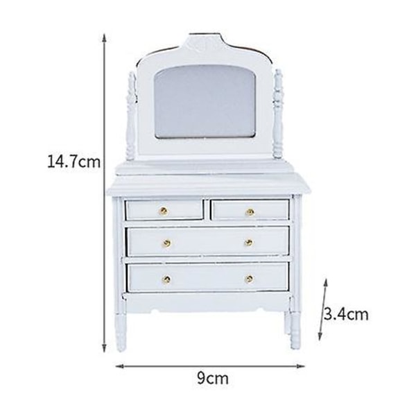 Miniaturemøbler Legetøjsdukker Hus gør-det-selv-dekorationstilbehør Mini 1:12 hvidt toiletbord