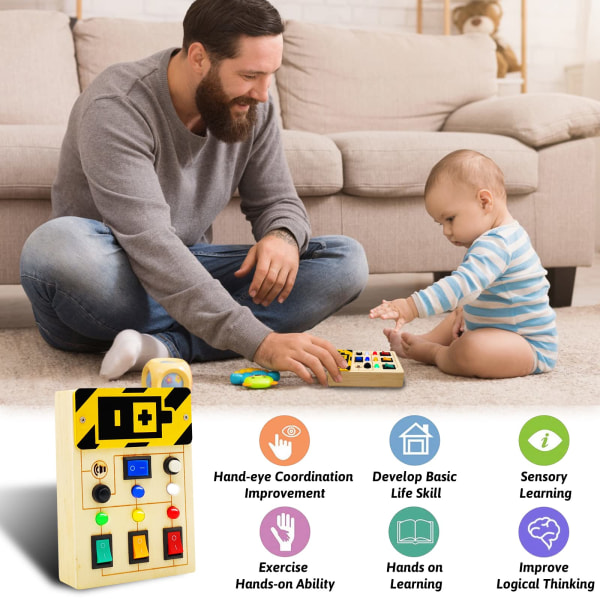 Toddler Busy Board Montessori-leksaker för 3+ småbarn Sensoriska leksaker med knappar, pedagogiska lärleksaker presenter för barn