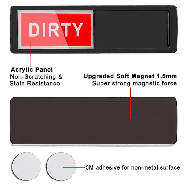 Rengör smutsig skylt diskmaskin magnet diskmaskin skylt rengör smutsig skylt för kylskåpsdekor Black