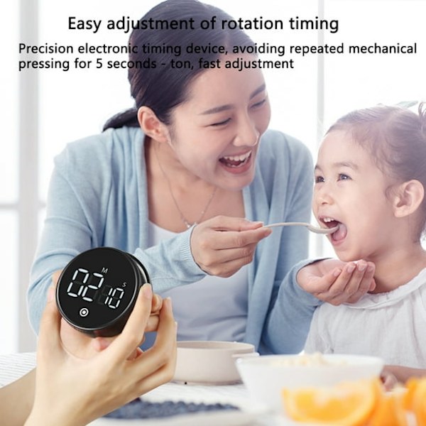 Kök Digital Timer Med Stor LED-display Justerbar Minnesfunktion Tyst Magnetisk Nedräkningsklocka