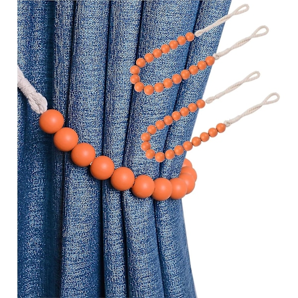 Käsityönä tehdyt oranssit puiset verhonauhat verhot - Säilytysnaru, koristeelliset verhonauhat kotiin ja toimistoon (Väri: Oranssi)