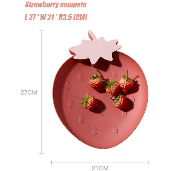 Jordbær Plastbrett Snack Taller Skåler, 2 Pakke Plast Taller Serveringsfat Matbrett De