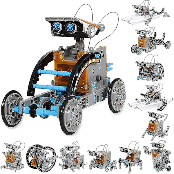 12 i 1 solcelledrevne robotlegetøj til børn, 190 dele solcelledrevet robotsæt, pædagogisk videnskabsbyggesæt til 8-10-årige drenge og piger