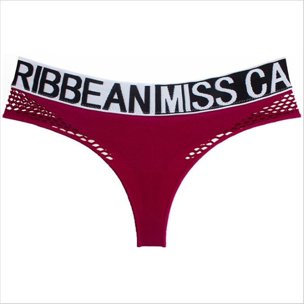 Dame Sexy Mesh Undertøy Thongs Hollow Out Briefs Wine Red