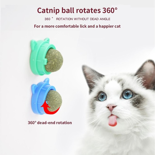 Kattleksaker Catnip Ball Pet Mint Ball Väggleksaker för katter Ren mun Främjar matsmältningen Kattunge Godis Slickning