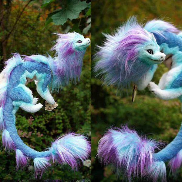 Drageplysj for Raya og den siste dragen Sisu HAOBUY Interchangeable Action Toy - Blå Lilla