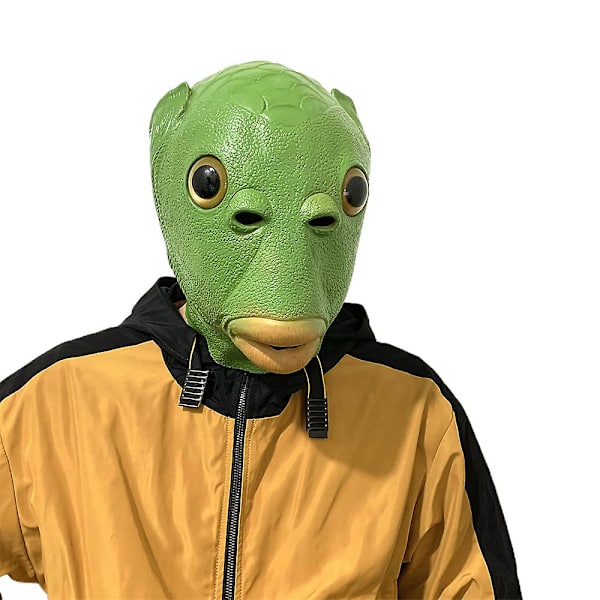 Grön fiskmonstermask huvudbonad Halloween Cosplay Party Fancy Dress Up rekvisita gåvor