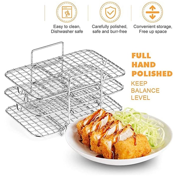 Air Fryer-ställ för Ninja Dual Air Fryer 304 Rostfritt stål Flerskikts Torkställ Toastställ silver
