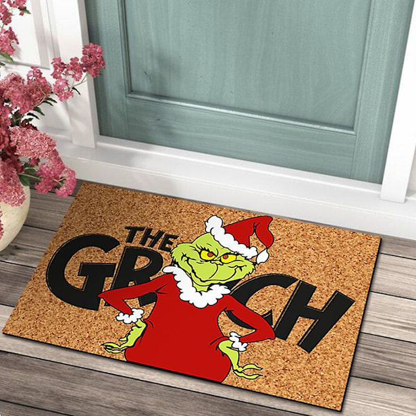 Grinch Jouluovi Matto Xmas Sisä- ja Ulkokäyttöön Hauska Matto Lattiamatto Festivaalikoristeet C