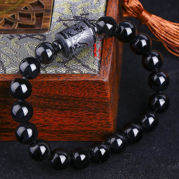 Svart Obsidian Dragon Phoenix Beads Par älskare Armband Armband Smycken Presenter phoenix