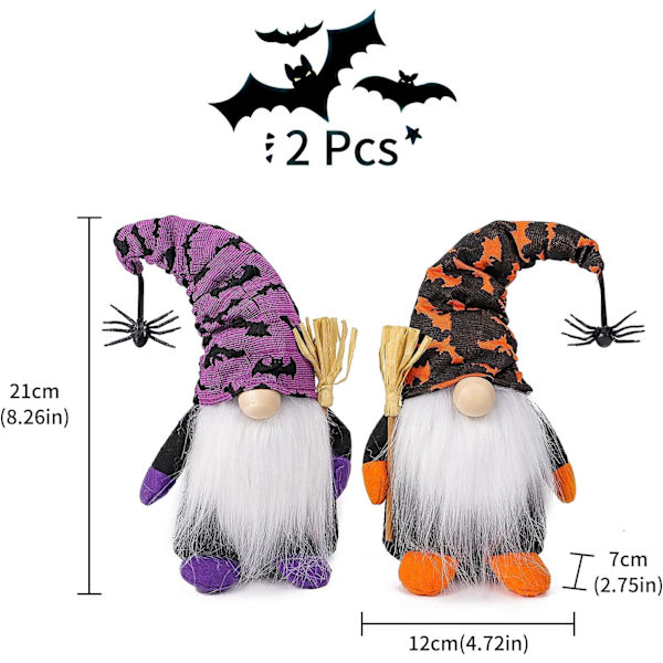 2 kpl Halloween-tonttujen pehmolelukoristeita Halloween-kääpiönukke Pehmolelu Kotitalouden koristeet