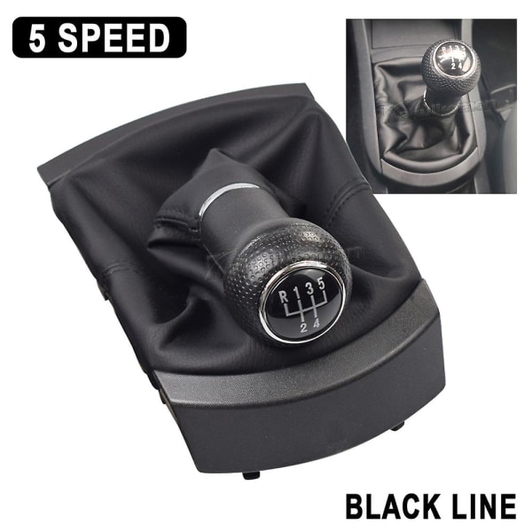 Växelspaksknopp Manuell 5-växlad Växelspak Gaiter Damask Stövskydd Krage För Seat Ibiza 2002 2003 2004 2005 2006 2007 2008 5 Speed Red Line