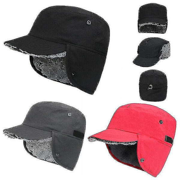 Vintervarm öronlappsmössa med toppig kepsbas keps Trapper Vattentät Unisex Red