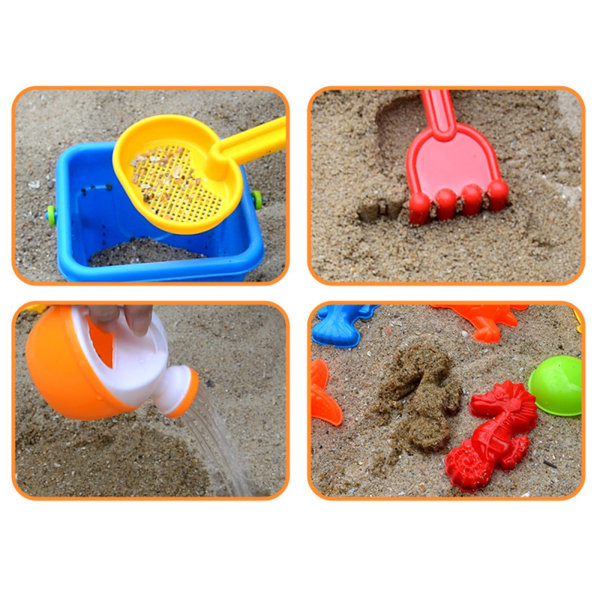 10 stykke strandleketøy Sandsett Sandleke Sandkasseleke Sommer utendørsleketøy