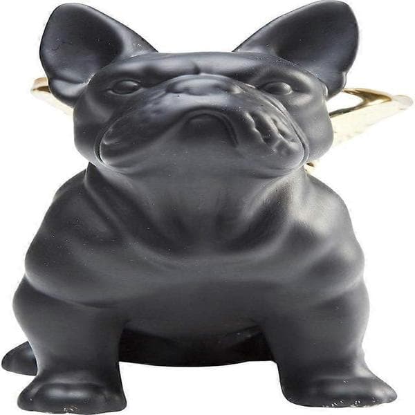 Dekorativ designstatyett - Sittande hund med änglavingar - Guld/svart