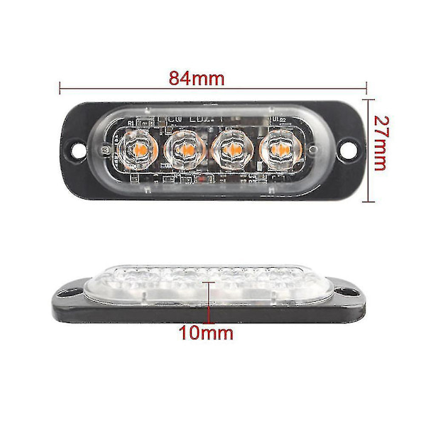 4 st 4-LED stroboskop 12v blixtljus 4 i 1 bil nödljus varningsljus nödljus ( [ege]
