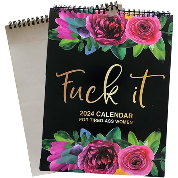 Kalender för trötta rövkvinnor - 2024 Kalender, Funny Swear Word Flower Planner Månadskalender Gag Present för kvinnor
