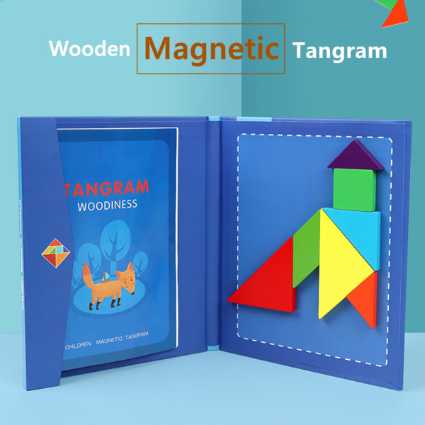 Barn Trä Magnetisk Tangram Pussel Resespel Pedagogisk bok Barnleksaker