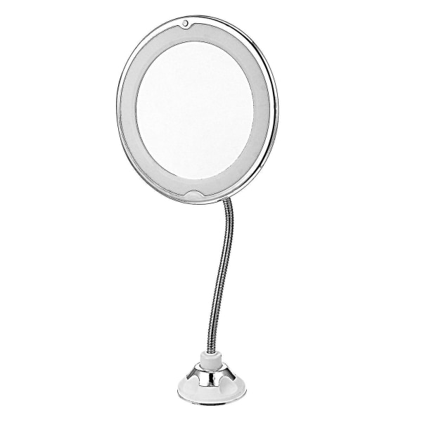 10x Forstørrelses Makeup Spejl - Med Sugekop Og Led Lys, Badeværelsesspejl