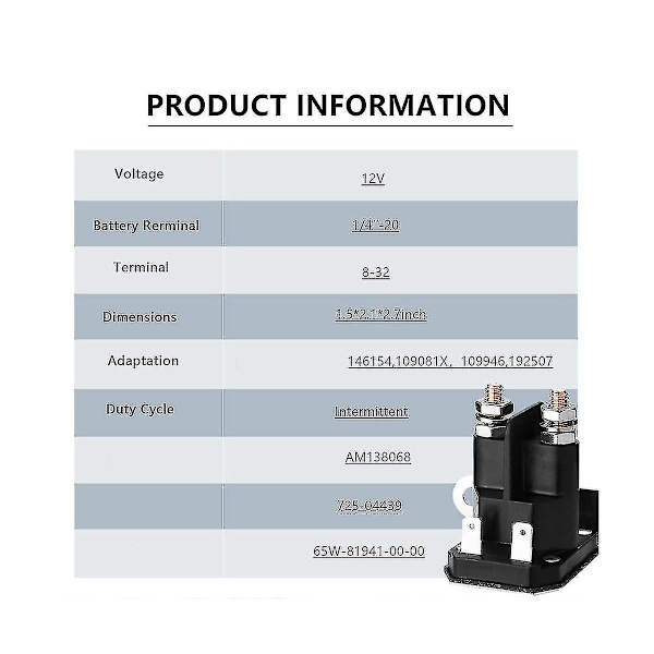 Solenoid for Am138068 725-04439 Gressklipper Traktor 725-04439a 862-1211-211-16