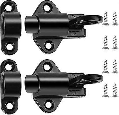 2-pack Zinklegering Dörrlås Fjäderbelastade Automatiska Studs-Dörrlås Svart