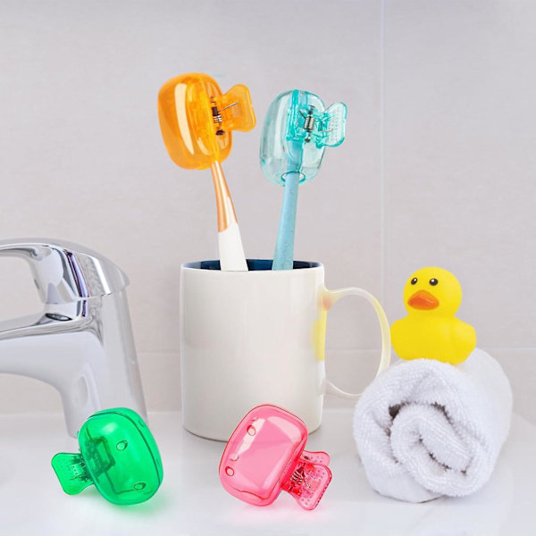 4-pack Resesmunstyckeöverdrag Tandborsthuvudskydd Kapsel Tandborsthuvudfodral Skyddande Bärbar Plastklämma för Hushåll Resor, Badrum, Skola