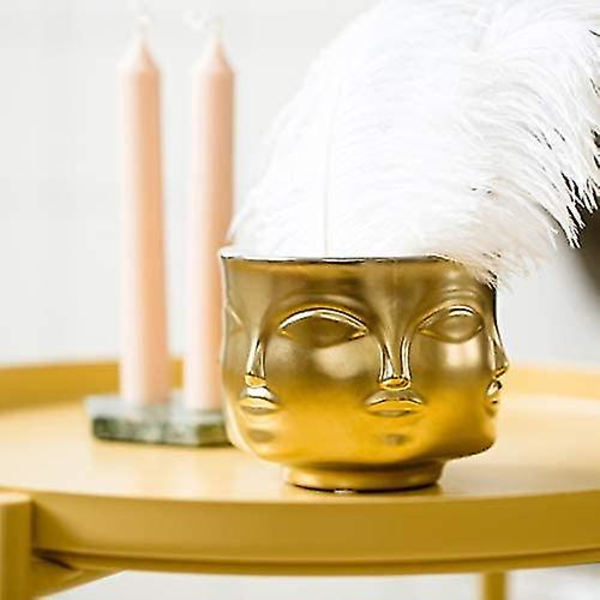 Firesidiget Guld Keramisk Blomsterpotte Hjemmeindretning Sukkulenter Kaktus Multifunktionel Indendørs