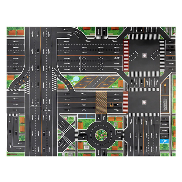 Barnelekmatte Byvei Byggeparkering Kart Vannteppe Med Trafikkskilt
