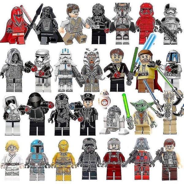 29 stk Star Wars byggekloss minifigur Luke Darth Vader Jedi Master Yoda Toys