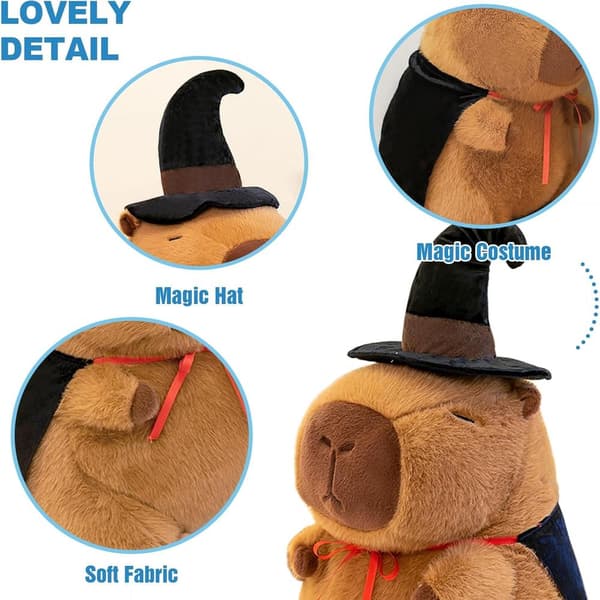 Söpö Kapybara Pehmolelu Kokkihatulla ja Patongilla, Kapybara Pehmoeläin Lapsille, Ruskea Magic Kapybara Magic Capybara 32 cm