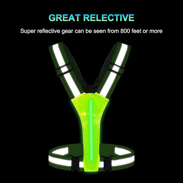 Reflekterande väst löpningsutrustning, Usb uppladdningsbar Led Light Up väst Hög synlighet med justerbar midja/axel för jogging löpning cykling