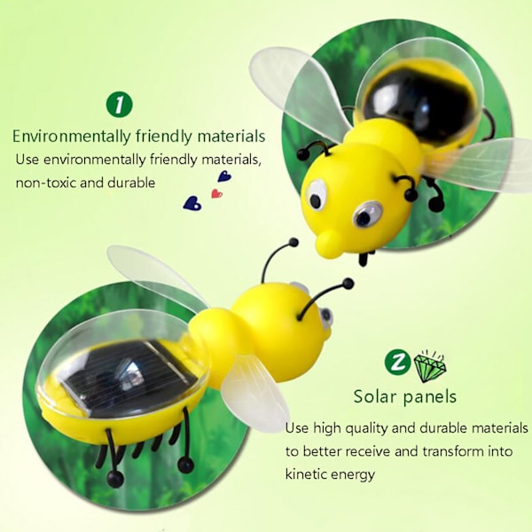 Mehiläisen muotoinen hauska aurinkovoimalla toimiva luova lelu lapsille, opettavainen lelu