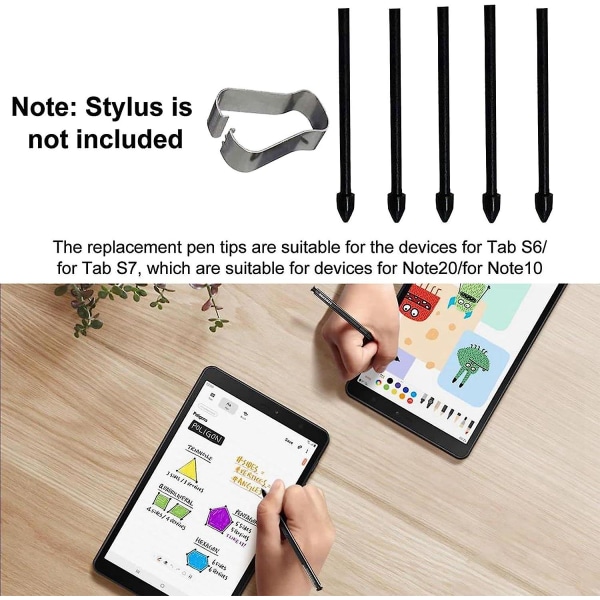 25 stk. stylus refill udskiftning stylus touch pen spids substitut nib til Galaxy Note20/Note10/Tab S6/Tab S7-Sort