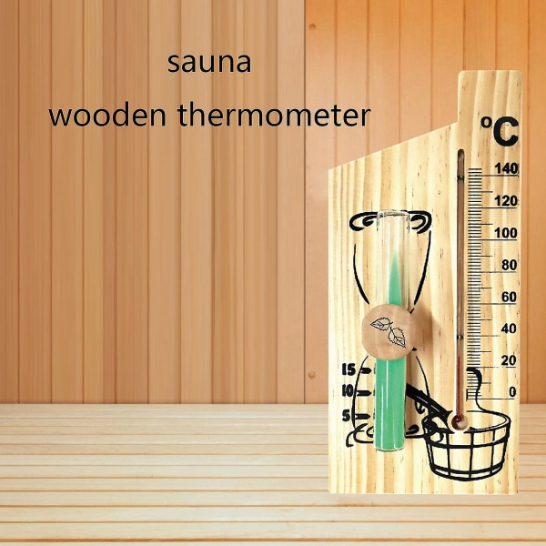 2 I 1 Sauna Termometer Sand Timer Timeglas Træ Termometer Temp Måler